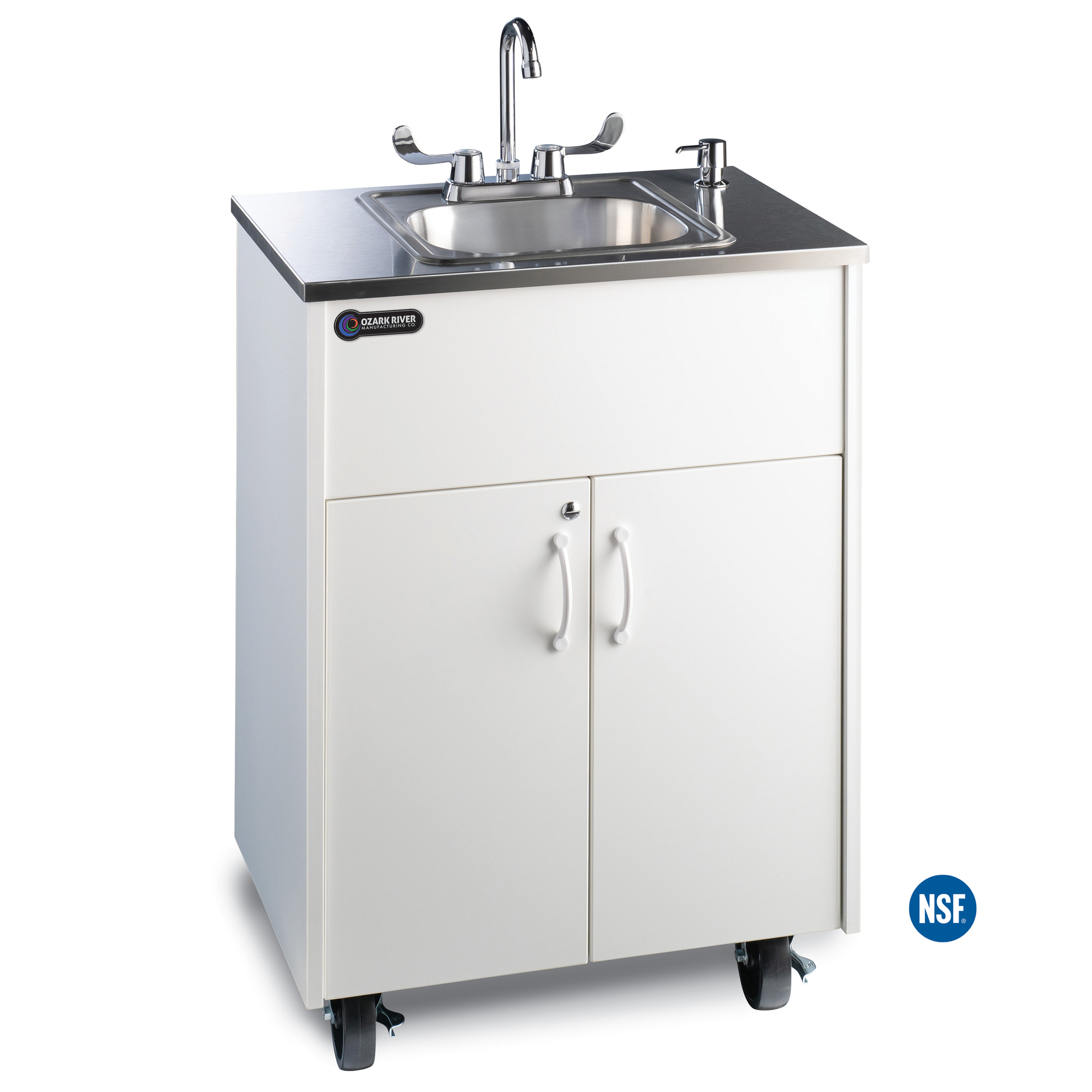 Ozark River Holdings, LLC, Portable sink, hot cold, Steel countertop/basin, Model# Premier S1 White
